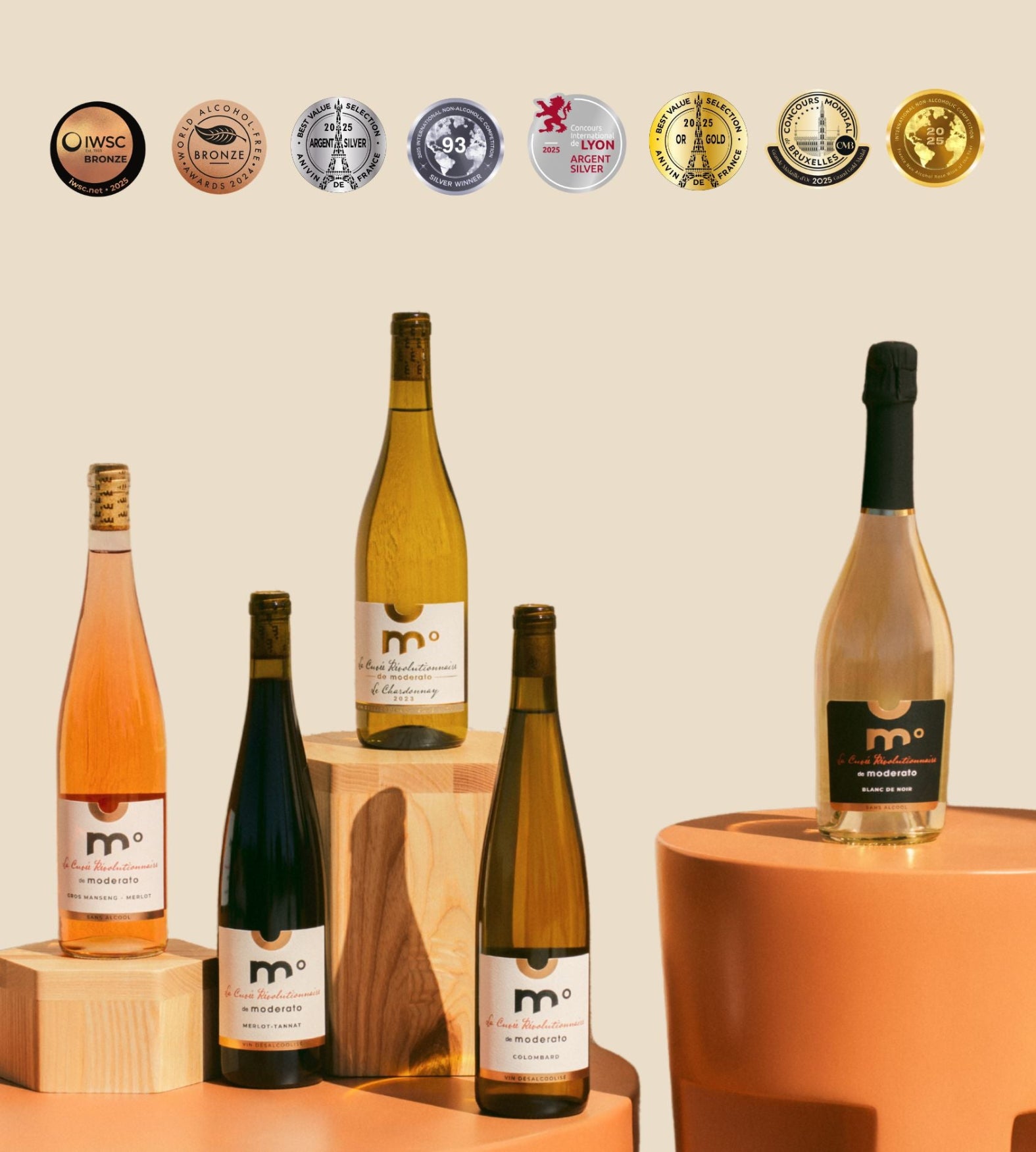 médailles de nos vins sans alcool Moderato